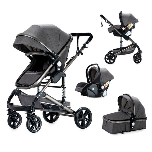 Foldable Baby Stroller with Bassinet Mode with Baby Car Seat Grey