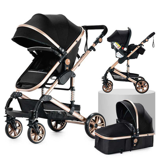3 in 1 Travel System Baby Stroller Portable Travel Baby Carriage Folding Baby Prams Aluminium Frame High Landscape Pushchair