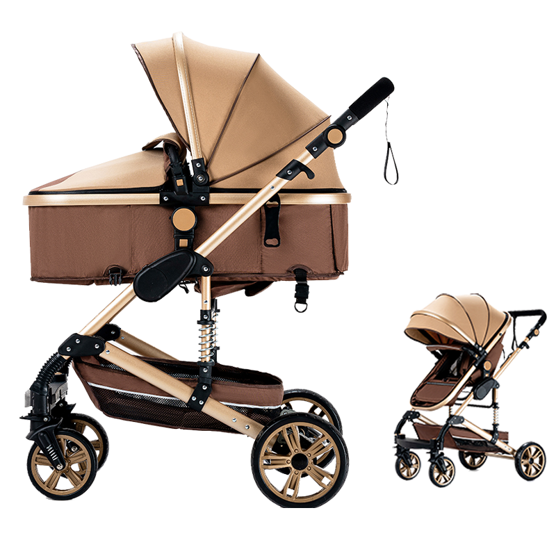 Sianldcone R739 2-in-1 Baby Stroller, Beige and Brown