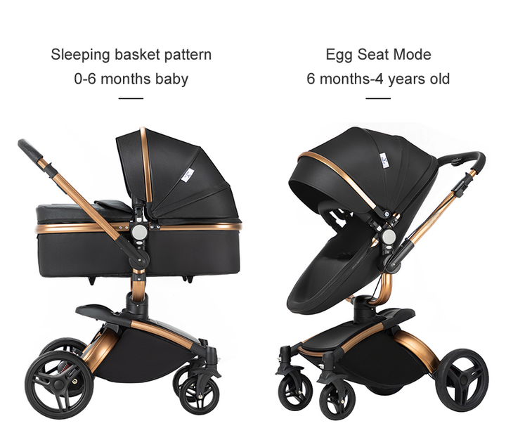 2 in 1 Luxurious Leather Baby Stroller