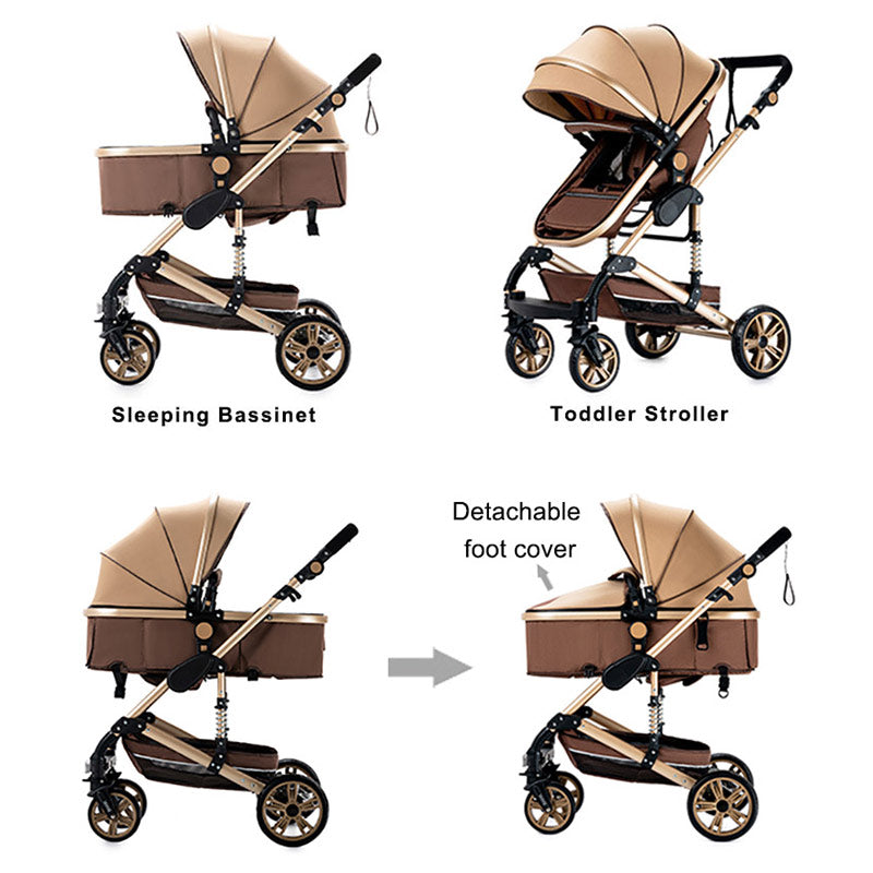 3-in-1 Convertible Baby Stroller sleeping bassinet