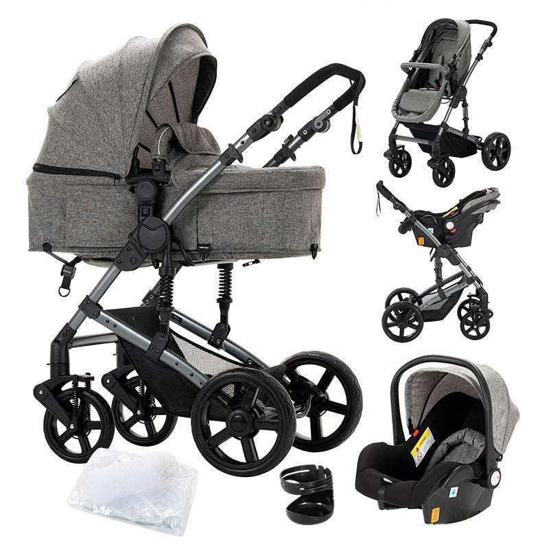 Infant Newborn Baby Bassinet Stroller 3 in 1 High-View Convertible Stroller