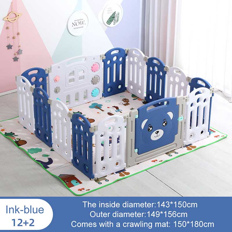 Foldable Baby Playpen Safety Play Yard With Fence and Playmat Indoor Outdoor Kids Play Pen