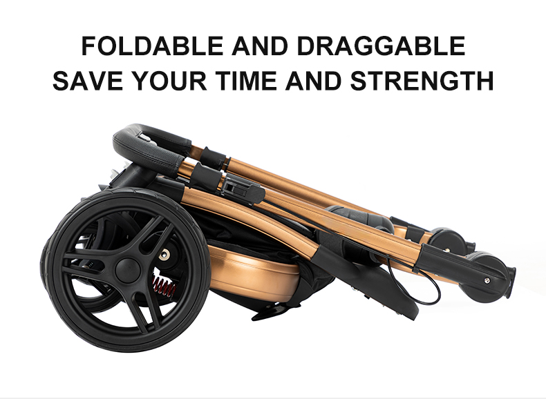 2 in 1 Luxurious Leather Baby Stroller