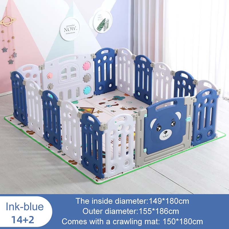 Foldable Baby Playpen Safety Play Yard With Fence and Playmat Indoor Outdoor Kids Play Pen