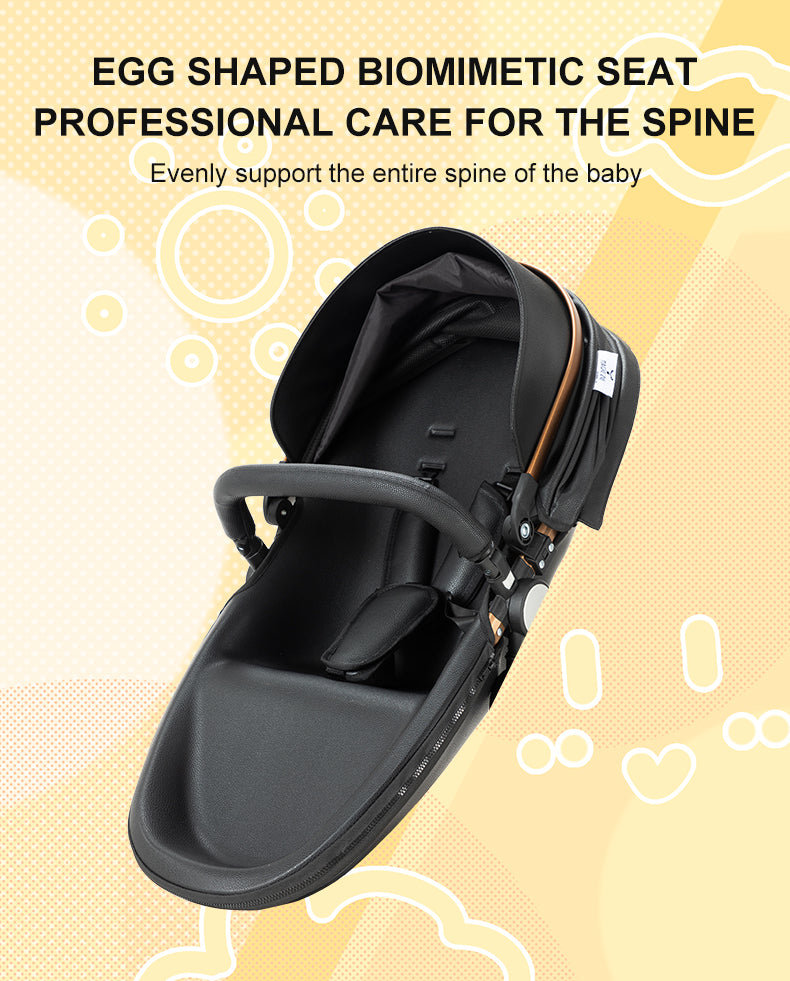 2 in 1 Luxurious Leather Baby Stroller