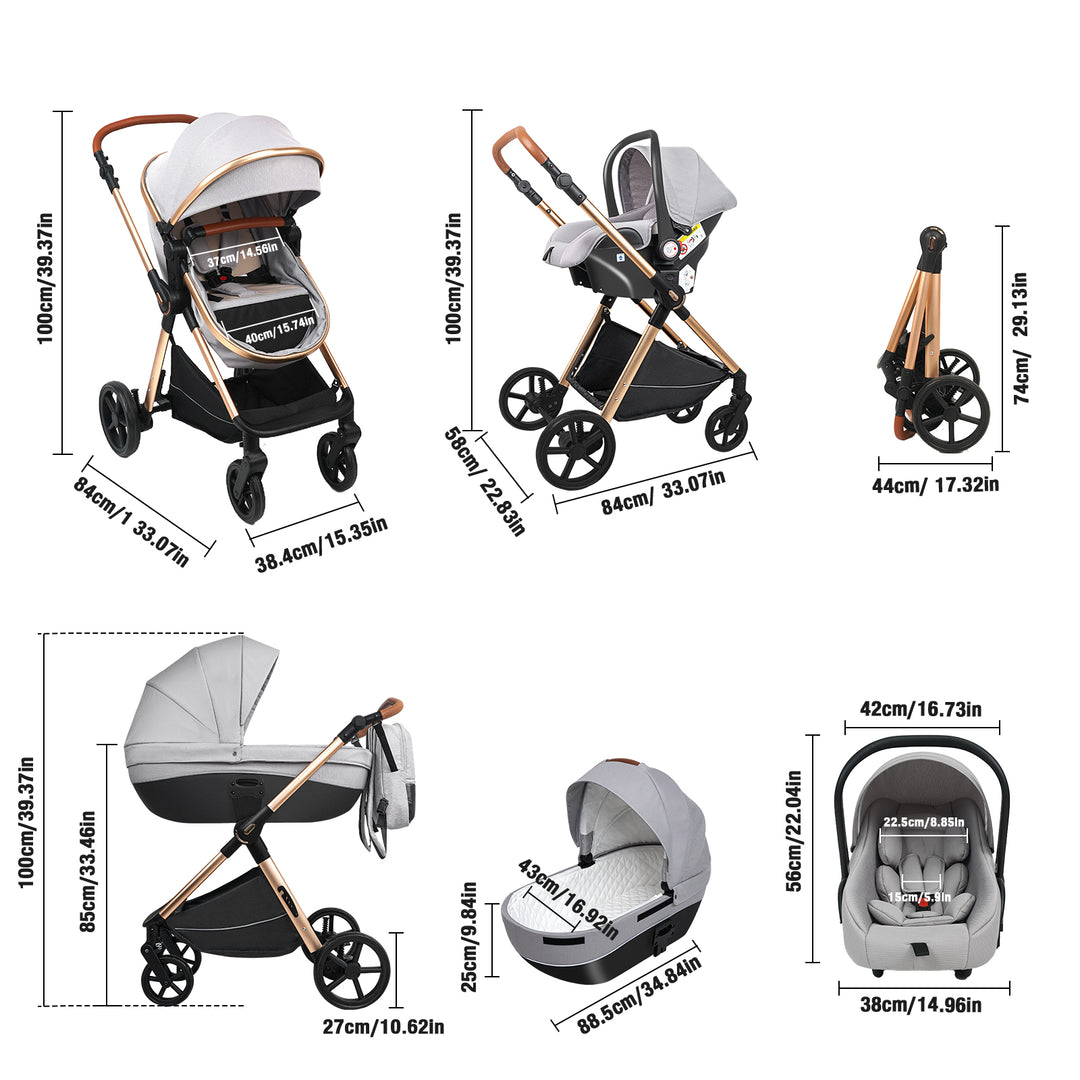 Carrycot 3-in-1 Baby Stroller