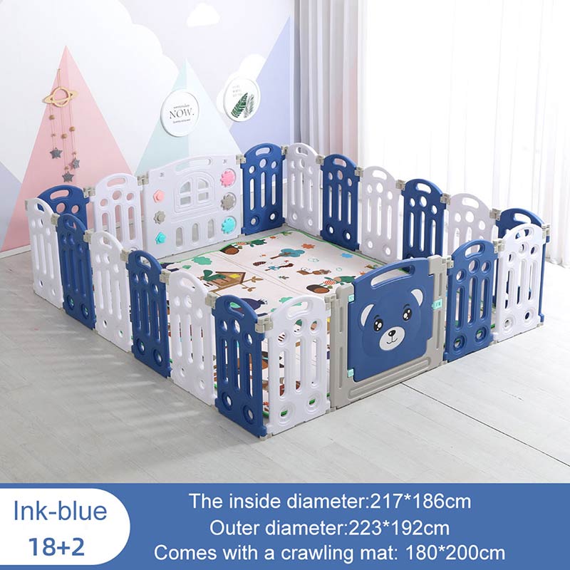 Foldable Baby Playpen Safety Play Yard With Fence and Playmat Indoor Outdoor Kids Play Pen