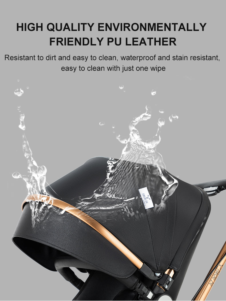 2 in 1 Luxurious Leather Baby Stroller