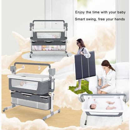 Electric Baby Crib Cradle Newborn Movable Rocking Bed