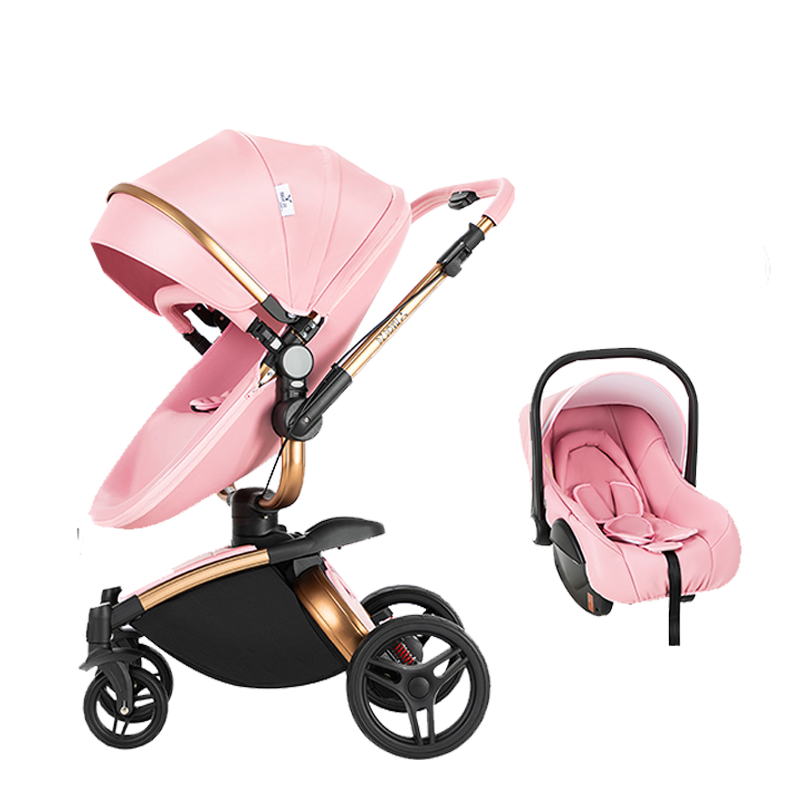 3 in 1 Luxurious Leather Baby Stroller