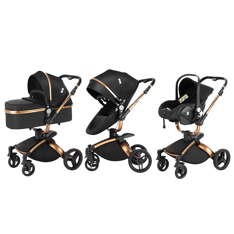 3 in 1 Luxurious Leather Baby Stroller
