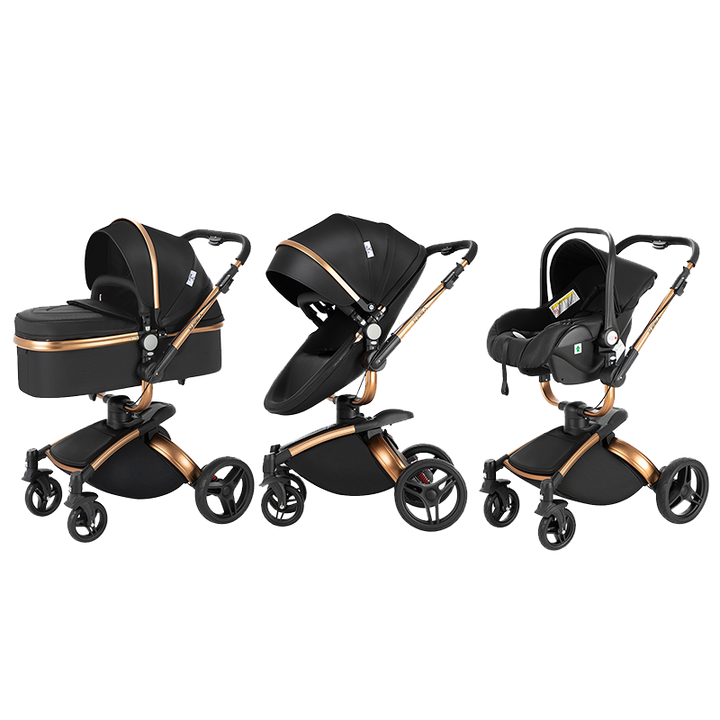3 in 1 Luxurious Leather Baby Stroller
