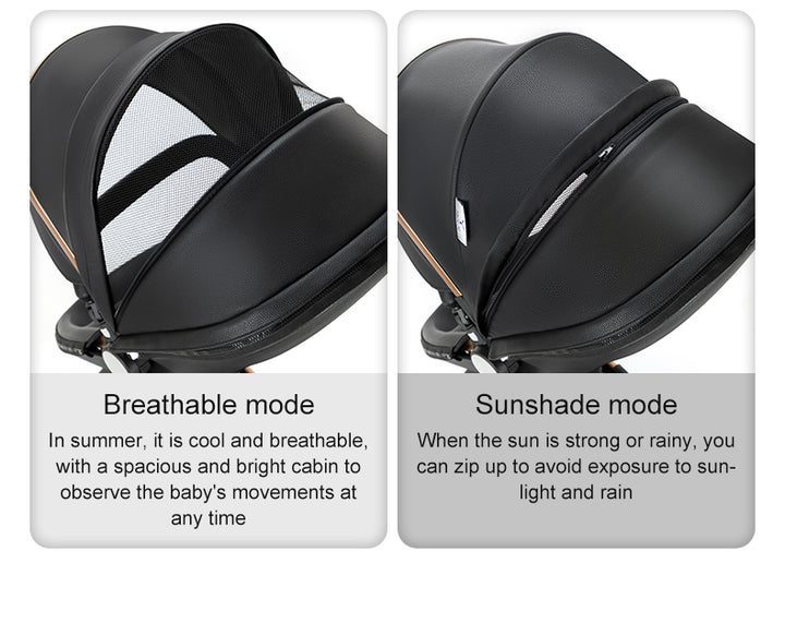 2 in 1 Luxurious Leather Baby Stroller
