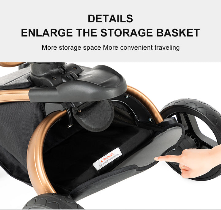 2 in 1 Luxurious Leather Baby Stroller