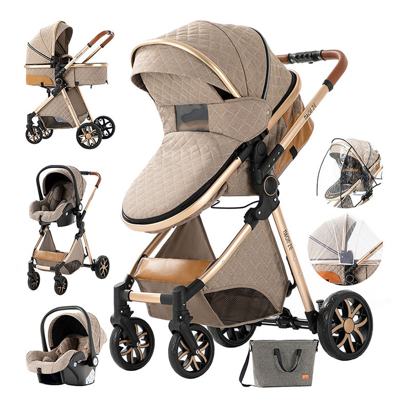 High Landscape Baby Stroller 3 in 1 Travel Luxury Pram  khaki