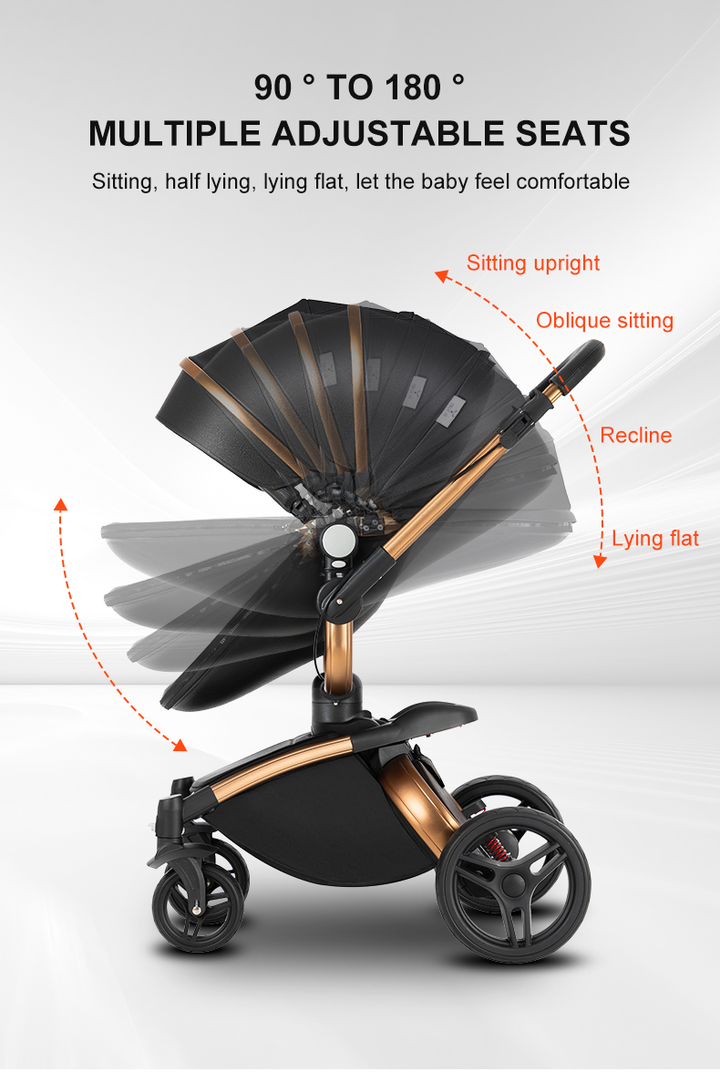 2 in 1 Luxurious Leather Baby Stroller