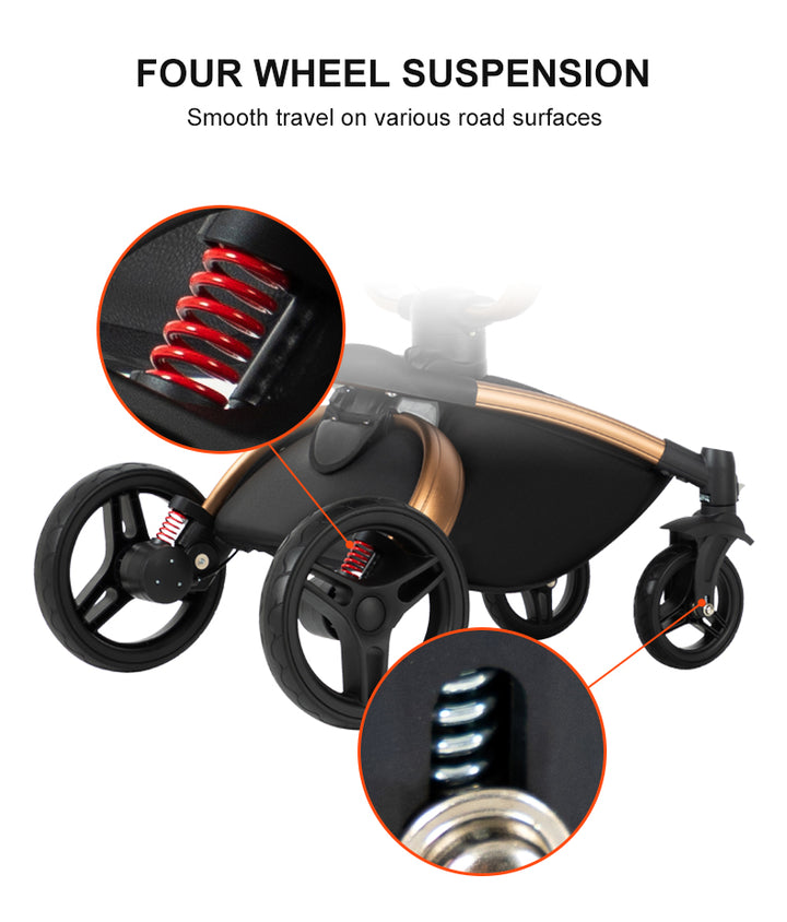 2 in 1 Luxurious Leather Baby Stroller
