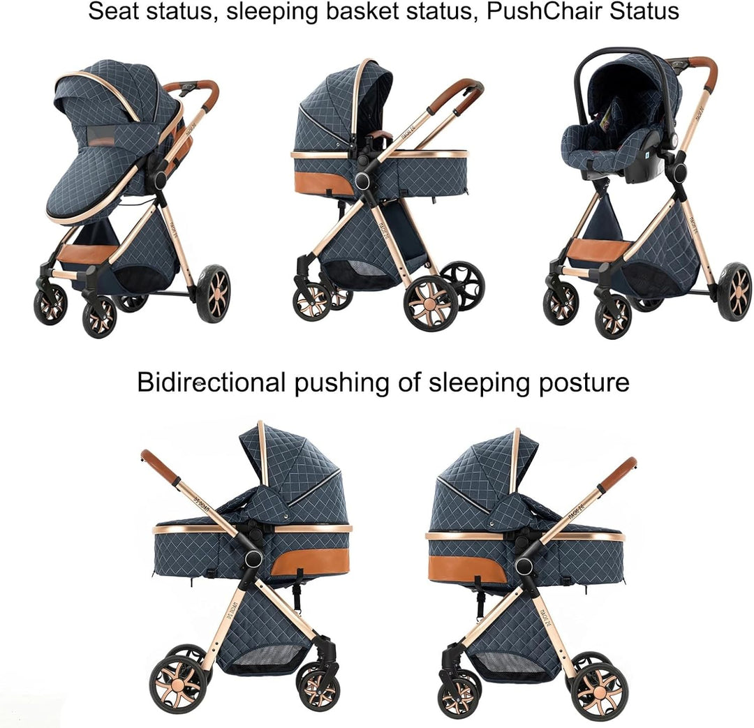 3 in 1 baby stroller Magic ZC V9 blackgold