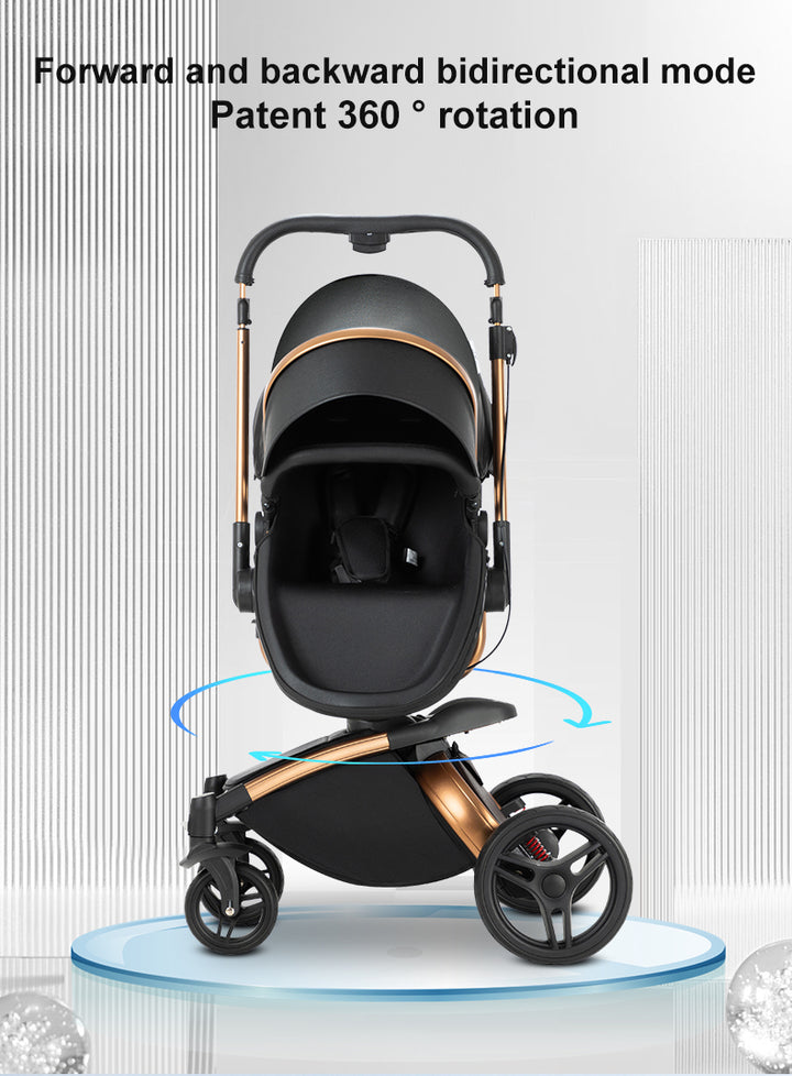 2 in 1 Luxurious Leather Baby Stroller