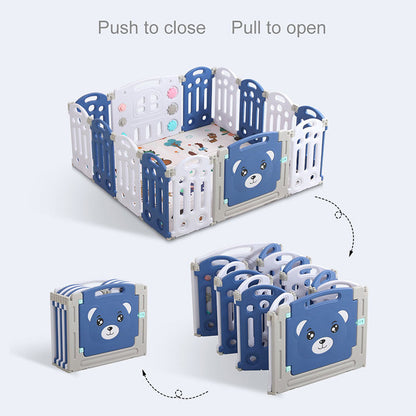 Foldable Baby Playpen Safety Play Yard With Fence and Playmat Indoor Outdoor Kids Play Pen