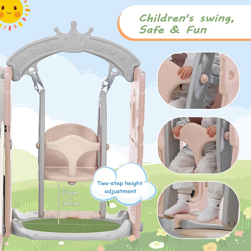 5 in 1 Toddler Slide L-Shaped Kids Slide for Toddlers Plastic Slide With Swing Outdoor Indoor Slide