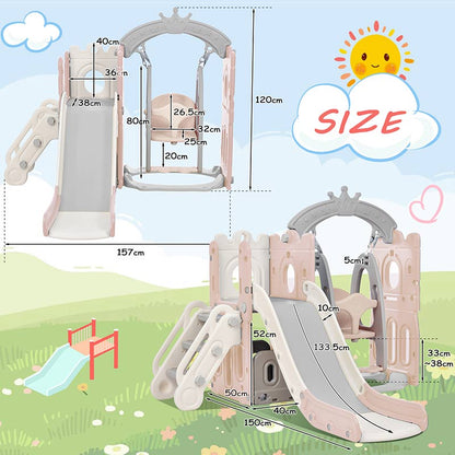 5 in 1 Toddler Slide L-Shaped Kids Slide for Toddlers Plastic Slide With Swing Outdoor Indoor Slide