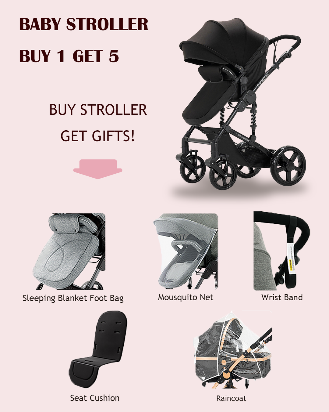2 in 1 Newborn Baby Stroller