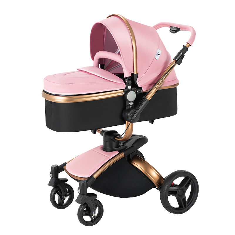 2 in 1 Luxurious Leather Baby Stroller