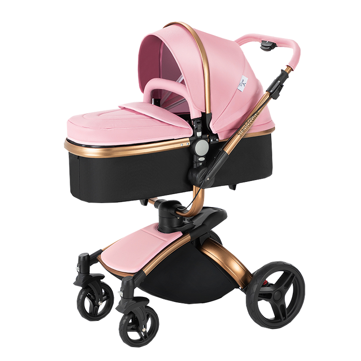 2 in 1 Luxurious Leather Baby Stroller
