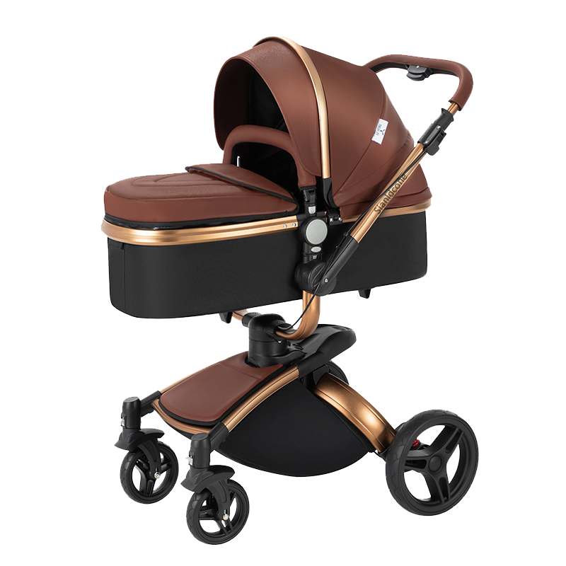 2 in 1 Luxurious Leather Baby Stroller