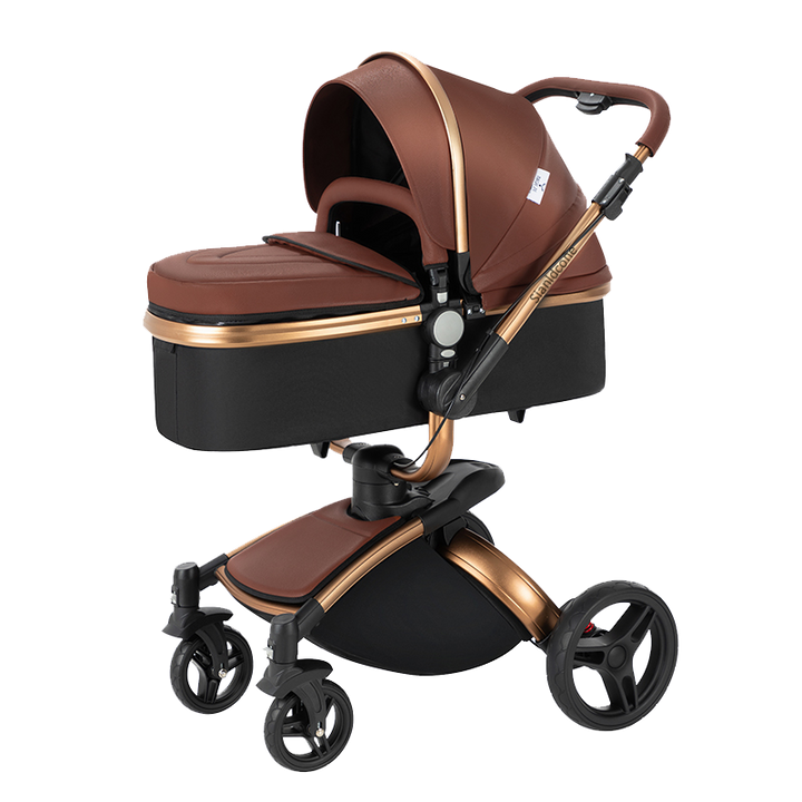 2 in 1 Luxurious Leather Baby Stroller