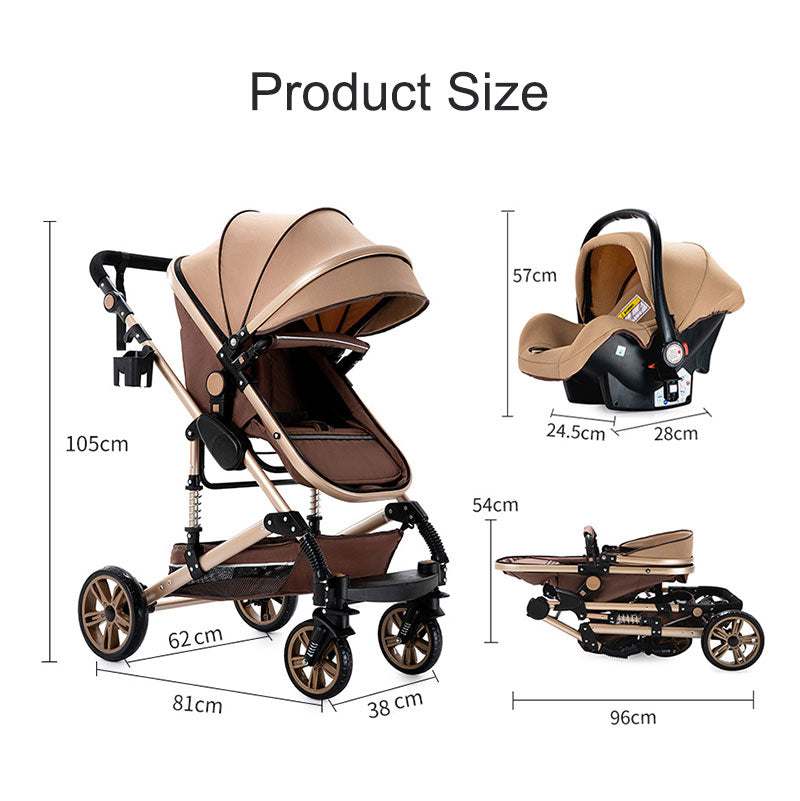 3-in-1 Convertible Baby Stroller product size