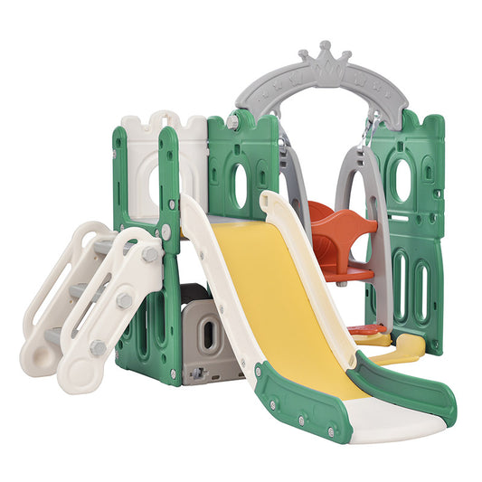 Popular Castle Kids Plastic Slide With Swing and Basketball Hoop Indoor Playground For Toddlers