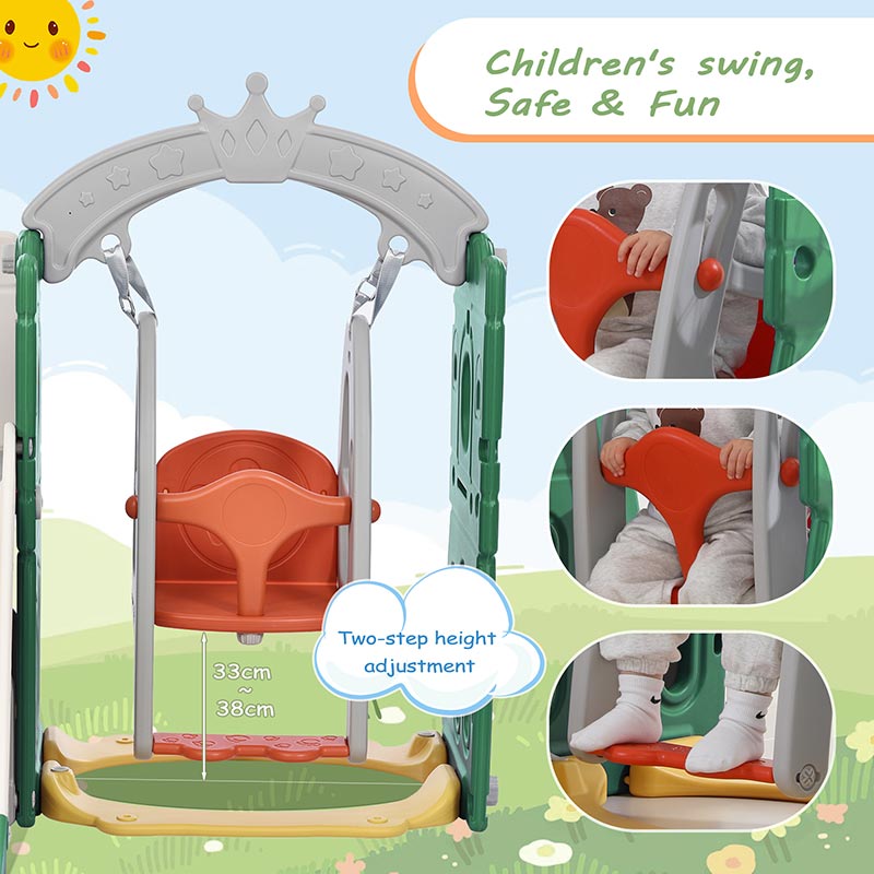 Popular Castle Kids Plastic Slide With Swing and Basketball Hoop Indoor Playground For Toddlers