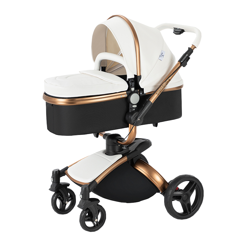 2 in 1 Luxurious Leather Baby Stroller