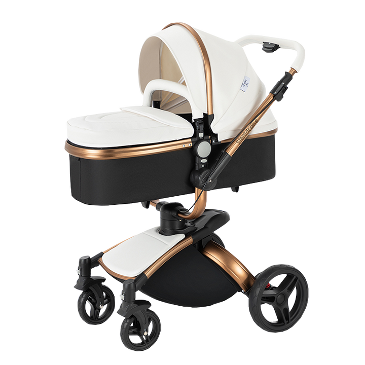 2 in 1 Luxurious Leather Baby Stroller