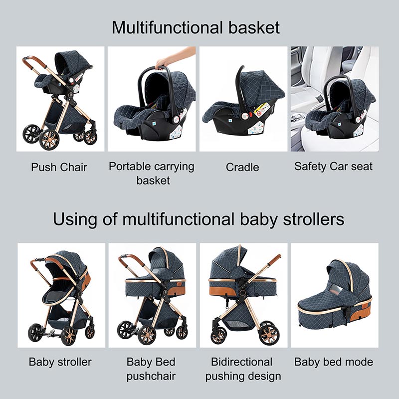 Baby Travel System Stroller with Car Seat and ISOFIX Base Combo is multifunctional