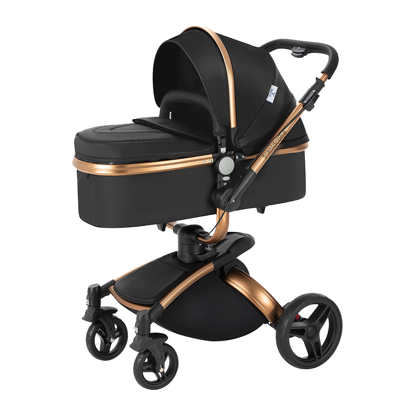 2 in 1 Luxurious Leather Baby Stroller
