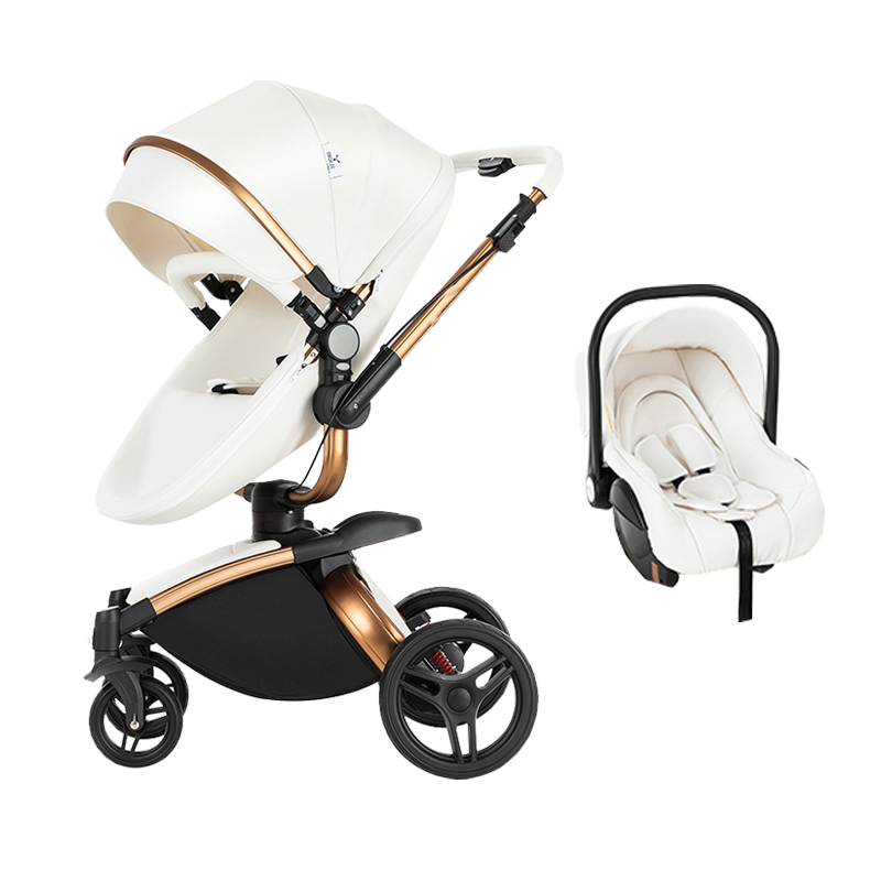 3 in 1 Luxurious Leather Baby Stroller