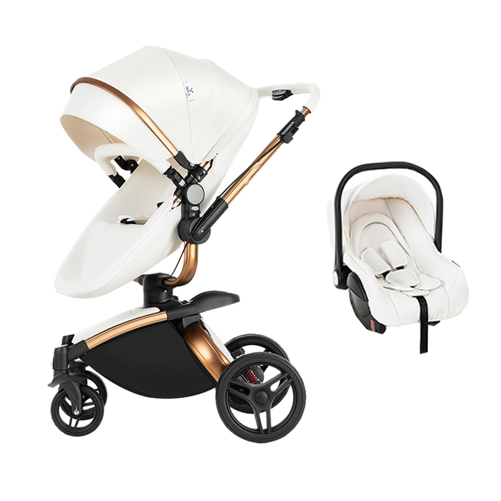 3 in 1 Luxurious Leather Baby Stroller