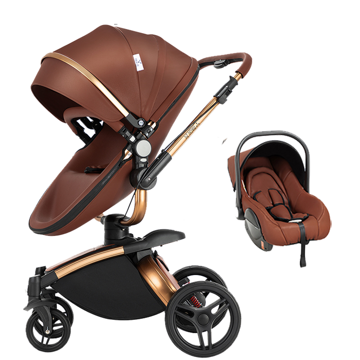 3 in 1 Luxurious Leather Baby Stroller