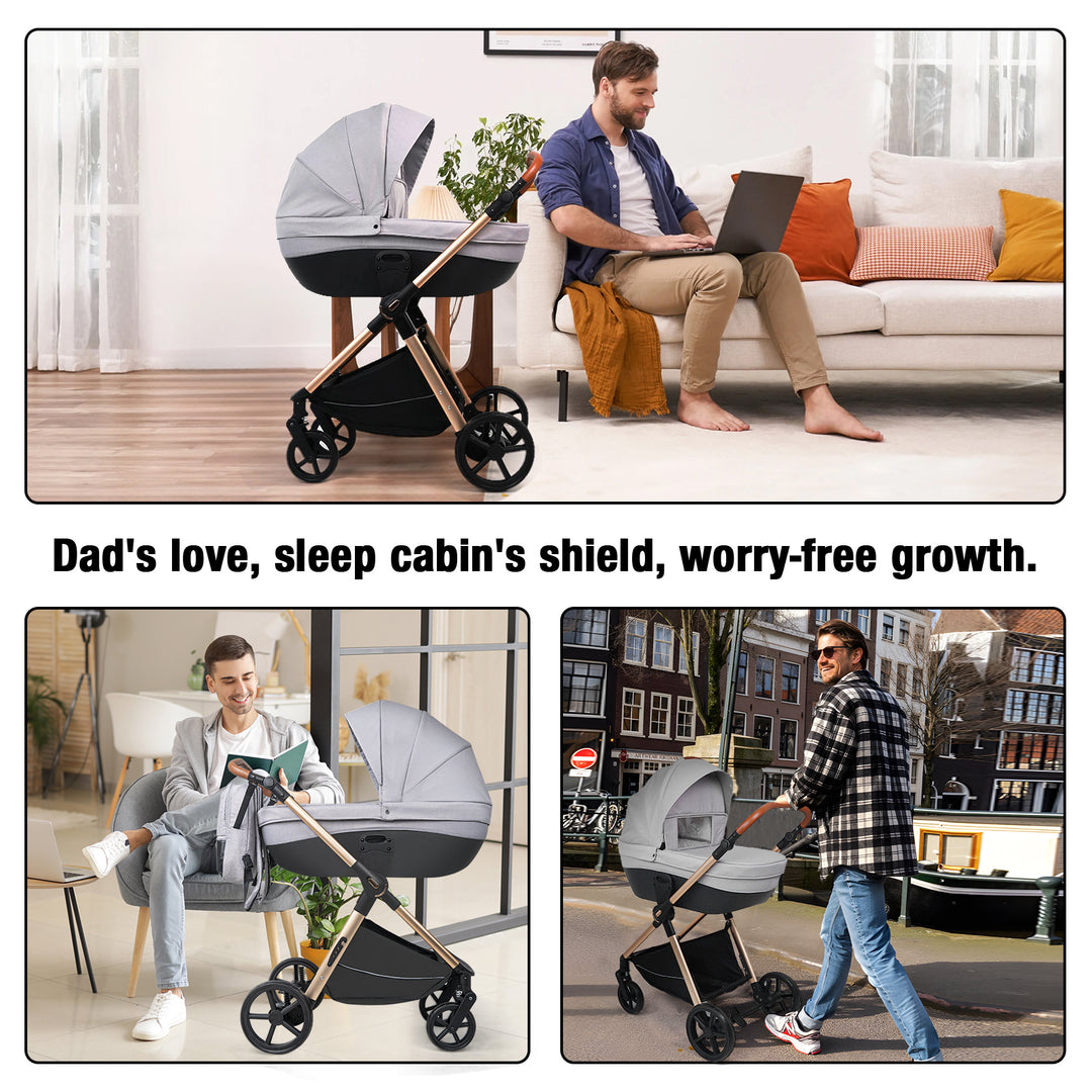 Carrycot 3-in-1 Baby Stroller with Bassinets