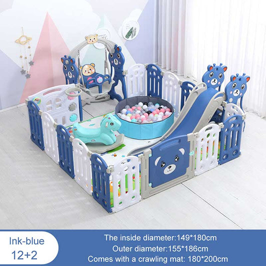 Large Baby Playpen with Toddler Slide and Kids Swing Foldable Kids Fence Kids Activity Center