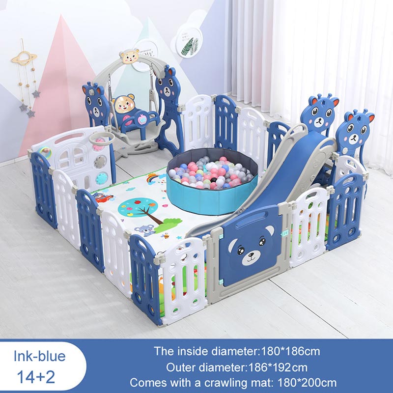 Baby Playpen with Mat, Ball Pool, Swing and Slide