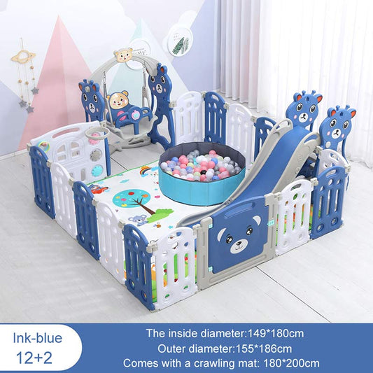 Baby Playpen with Mat Foldable Playpen with Swing and Slide