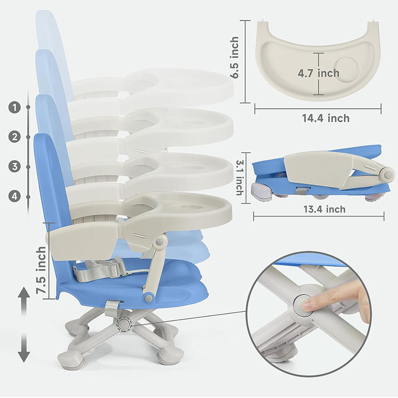 Baby Dining Chair Mini Portable Children's Dining Chair Compact Fold Travel Booster Seat