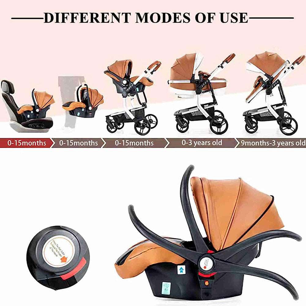 Baby Carriage 3 in 1 Stroller Portable Travel Foldable Baby Pram with Car Seat