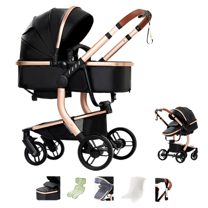 R518 Newborn Stroller Blackgold