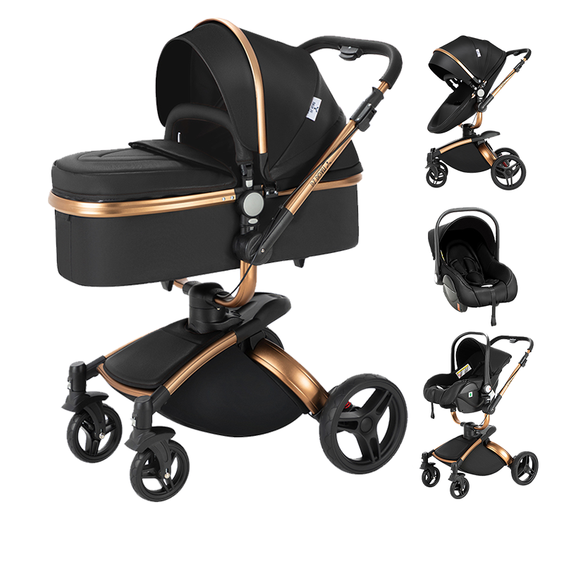 R906 3 in 1 Baby Stroller Blackgold